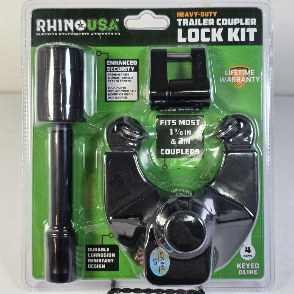 Rhino USA Heavy Duty Trailer Coupler Lock Kit 1-7/8" & 2" Couplers New